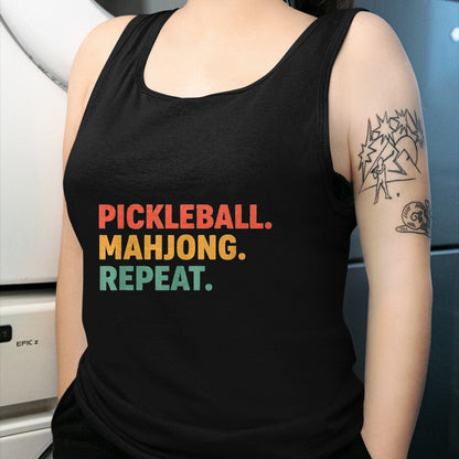 Funny Pickleball Shirt, Pickleball Lover Unisex T-Shirt/Hoodie/Sweatshirt HLT00 - Pickleball Mahjong Repeat Funny Sports Slogan Active Hobby T-Shirt, Women, Kelly Green, Large