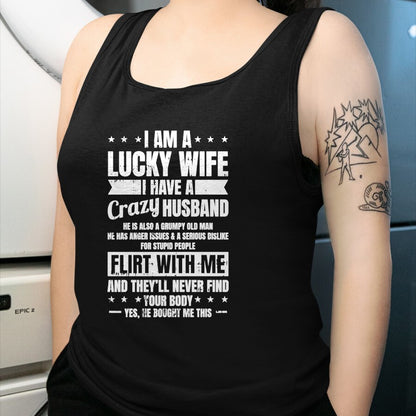 Best Wife Shirt, Wife and Husband Unisex T-Shirt/Hoodie/Sweatshirt HLT00 - Gift for wife T shirt, lucky wife   I Am A Lucky Wife Fathers Day Funny Sarcastic Women Pullover Hoo