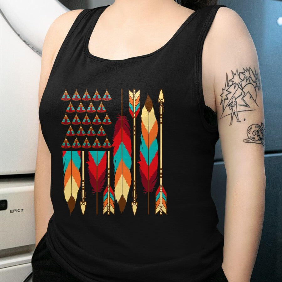 Native American T-Shirts, Vintage Native American Unisex T-Shirt/Hoodie/Sweatshirt HLT00 - Native American Flag - Pride Month Indigenous People Veteran