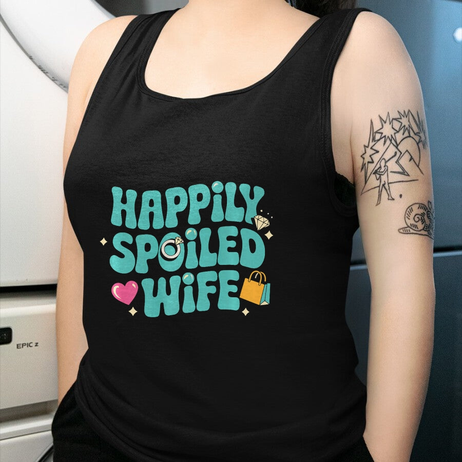 Best Wife Shirt, Wife and Husband Unisex T-Shirt/Hoodie/Sweatshirt HLT00 - Gift for wife T shirt, spoiled wife   Happily Spoiled Wife Premium T-Shirt