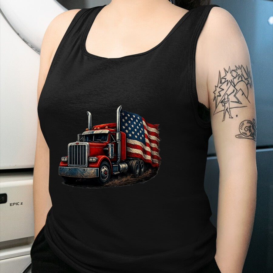 Best Truck Driver Life Shirt, Funny Trucker UnisexT-Shirt/Hoodie/Sweatshirt HLT00 - Us American Flag Semi Truck Driver Trucker T-Shirt, Men, Black, 3X-Large