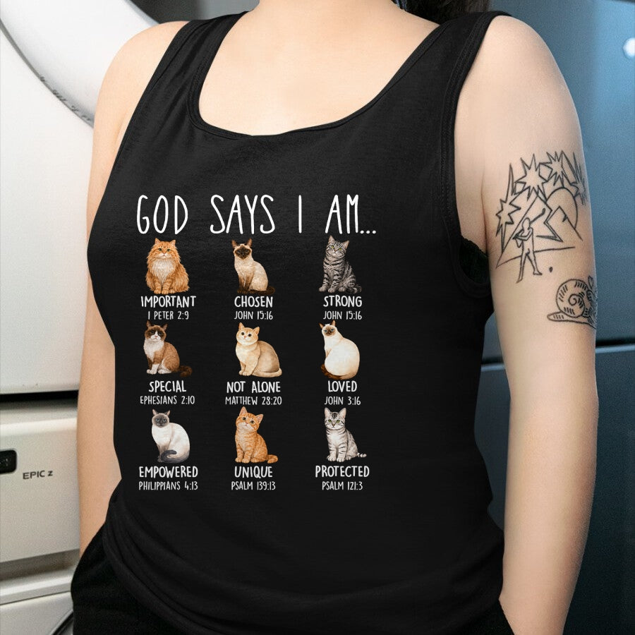 Cat Love Shirt, Funny Cat Lover Gift UnisexT-Shirt/Hoodie/Sweatshirt HLT00 - God Says I Am Cat Lover Bible Verses Christian Scripture Cat T-Shirt