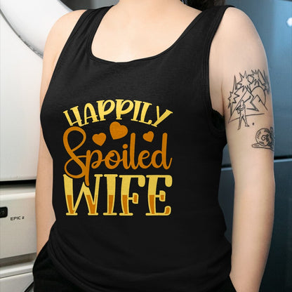 Best Wife Shirt, Wife and Husband Unisex T-Shirt/Hoodie/Sweatshirt HLT00 - Gift for wife T shirt, spoiled wife   Womens Funny Wife Happily Spoiled Wife V-Neck T-Shirt (1)