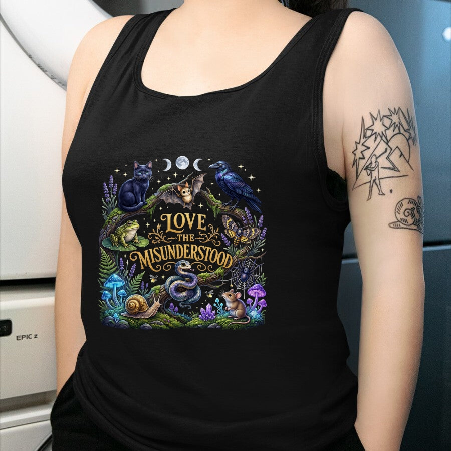 Cat Love Shirt, Funny Cat Lover Gift UnisexT-Shirt/Hoodie/Sweatshirt HLT00 - Love The Misunderstood Bat Raven Cat Snake Spider Frog Moth T-Shirt (1)
