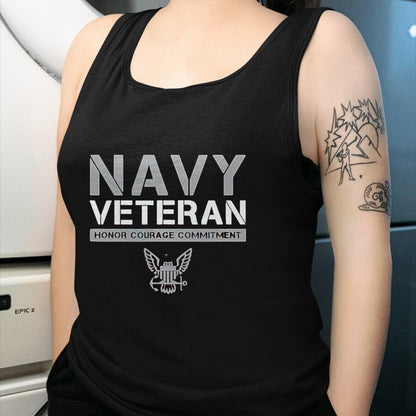 Proud Veteran Shirt, Funny Veteran UnisexT-Shirt/Hoodie/Sweatshirt HLT00 - US Navy - Veteran Honor Courage Commitment T-Shirt, Men, Black, 3X-Large