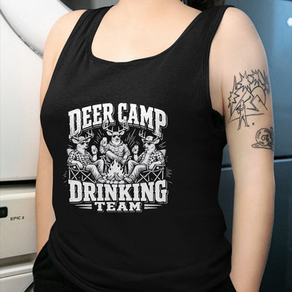 Funny Camping Shirt, Gift For Camping Lover Unisex T-Shirt/Hoodie/Sweatshirt HLT00 - Deer Camp Drinking Team - Funny Buck Deer Hunting T-Shirt