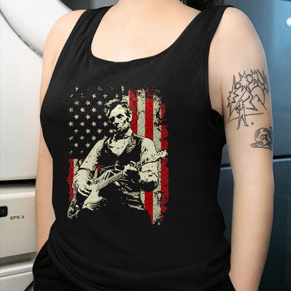Guitar Lover Shirt, Funny Guitar UnisexT-Shirt/Hoodie/Sweatshirt HLT00 - Abraham Lincoln Playing Guitar Rock and Roll American Flag T-Shirt, Men, Black, 3X-Large