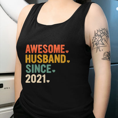 Best Wife Shirt, Wife and Husband Unisex T-Shirt/Hoodie/Sweatshirt HLT00 - 2 Years Anniversary for Him Awesome Husband Since 2021 T-Shirt