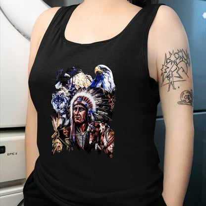 Native American T-Shirts, Vintage Native American Unisex T-Shirt/Hoodie/Sweatshirt HLT00 - American Indigenous Art Native Indian Chief Headdress