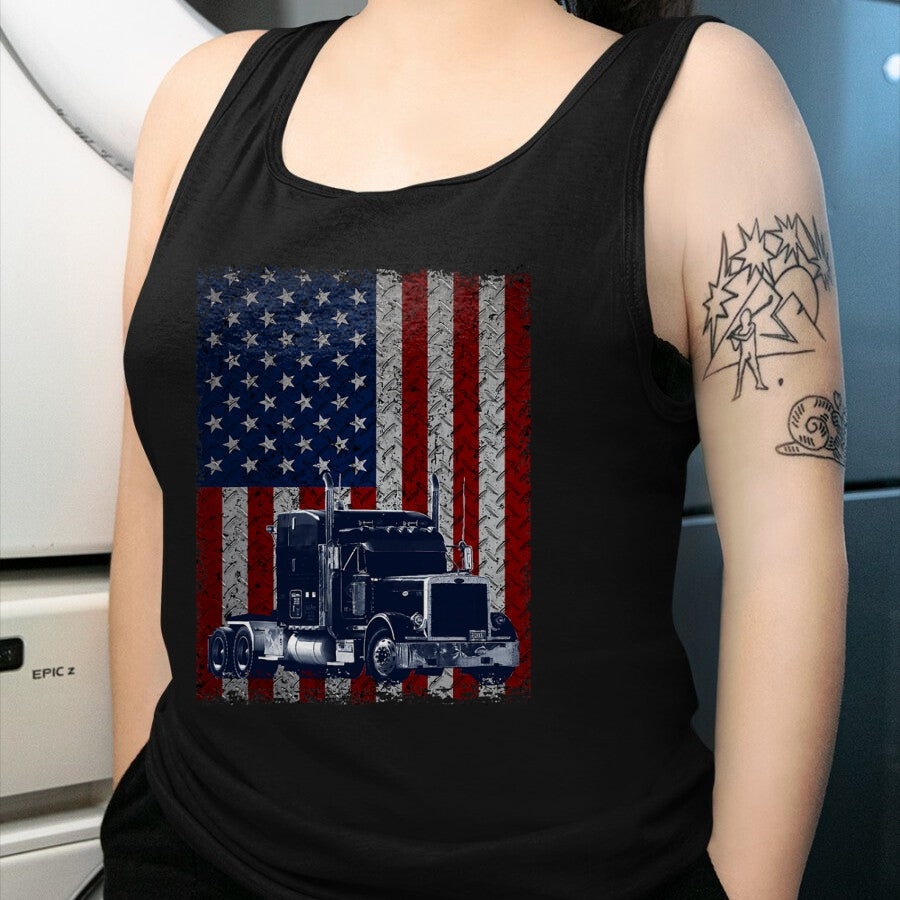 Best Truck Driver Life Shirt, Funny Trucker UnisexT-Shirt/Hoodie/Sweatshirt HLT00 - Truck Driver American Flag Patriotic Trucker T-Shirt
