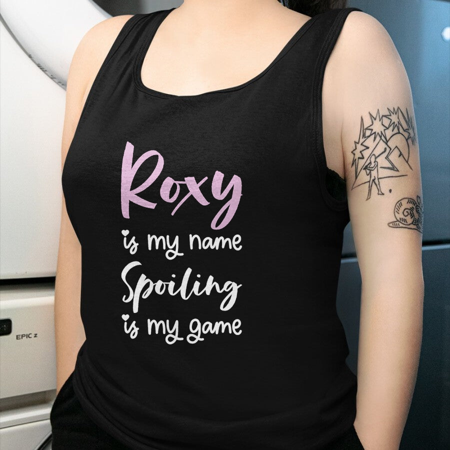 Best Wife Shirt, Wife and Husband Unisex T-Shirt/Hoodie/Sweatshirt HLT00 - Roxy Name Personalized Women Spoiled Girl Cute Pink Black T-Shirt (1)