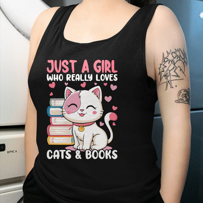 Cat Love Shirt, Funny Cat Lover Gift UnisexT-Shirt/Hoodie/Sweatshirt HLT00 - Girl Who Loves Cats and Books Cute T-Shirt