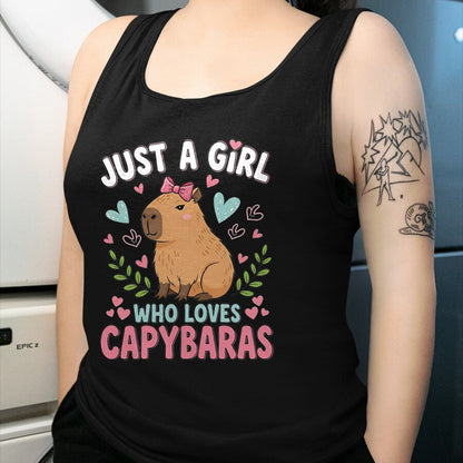 Cute Capybara Shirt, Funny Capybara Unisex T-Shirt/Hoodie/Sweatshirt HLT00 - Just a Girl who Loves Capybaras T-Shirt (4)