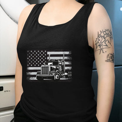 Best Truck Driver Life Shirt, Funny Trucker UnisexT-Shirt/Hoodie/Sweatshirt HLT00 - US American Flag Semi Truck Driver T-Shirt (5)