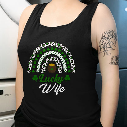Best Wife Shirt, Wife and Husband Unisex T-Shirt/Hoodie/Sweatshirt HLT00 - Gift for wife T shirt, lucky wife   Lucky Wife Rainbow St Patricks Day Lucky Wife Long Sleeve T-Shir (3)