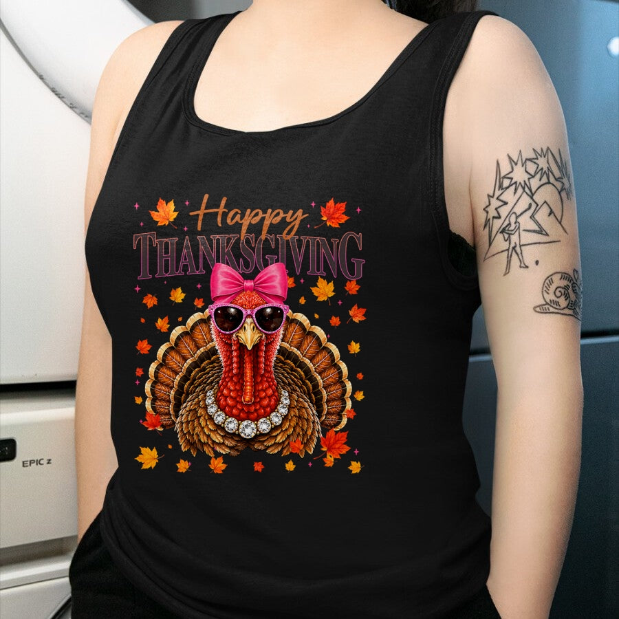 Best Thanksgiving Family Shirt , Funny Thanksgiving UnisexT-Shirt/Hoodie/Sweatshirt HLT00 - Happy Thanksgiving Turkey Coquette Thankful Fall Women Girl T-Shirt