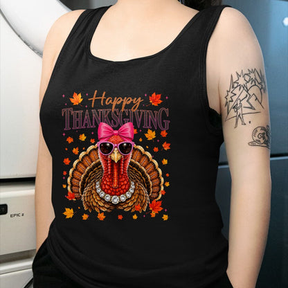 Best Thanksgiving Family Shirt , Funny Thanksgiving UnisexT-Shirt/Hoodie/Sweatshirt HLT00 - Happy Thanksgiving Turkey Coquette Thankful Fall Women Girl T-Shirt