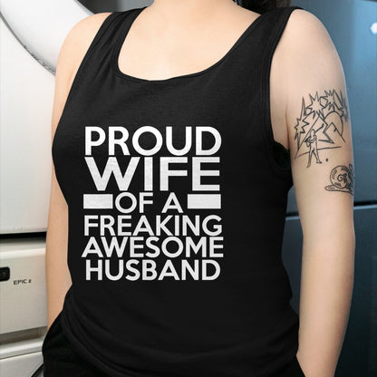 Best Wife Shirt, Wife and Husband Unisex T-Shirt/Hoodie/Sweatshirt HLT00 - Gift for wife T shirt, lucky wife   Proud Wife Of A Freaking Awesome Husband T-Shirt