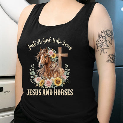 Best Horse Lover Shirt , Funny Horse UnisexT-Shirt/Hoodie/Sweatshirt HLT00 - Just A Girl Who Loves Jesus and Horses T-Shirt