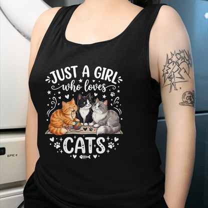 Cat Love Shirt, Funny Cat Lover Gift UnisexT-Shirt/Hoodie/Sweatshirt HLT00 - Just A Girl Who Loves Cats T-Shirt (2)