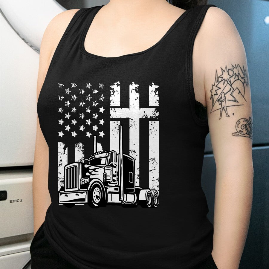 Best Truck Driver Life Shirt, Funny Trucker UnisexT-Shirt/Hoodie/Sweatshirt HLT00 - Semi Truck American Flag Christian Truck Driver Patriotic T-Shirt
