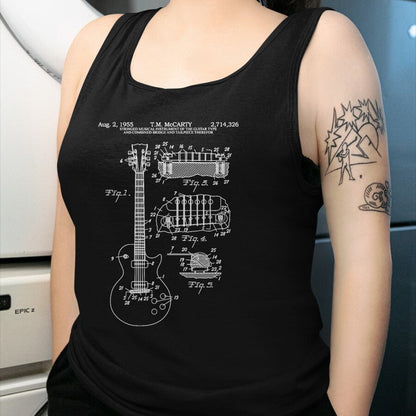 Guitar Lover Shirt, Funny Guitar UnisexT-Shirt/Hoodie/Sweatshirt HLT00 - Guitar Schematic Blueprint Vintage Rocker Band Guitar Player T-Shirt