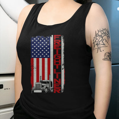 Best Truck Driver Life Shirt, Funny Trucker UnisexT-Shirt/Hoodie/Sweatshirt HLT00 - Trucker Truck Driver Halloween Pun Vintage USA American Flag T-Shirt (1)