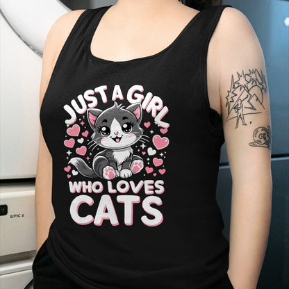 Cat Love Shirt, Funny Cat Lover Gift UnisexT-Shirt/Hoodie/Sweatshirt HLT00 - Just A Girl Who Loves Cats Cute Cat T-Shirt