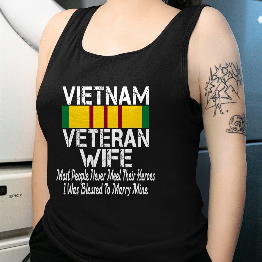 Best Wife Shirt, Wife and Husband Unisex T-Shirt/Hoodie/Sweatshirt HLT00 - Gift for wife T shirt, lucky wife   Vietnam Veteran Wife Gift T-Shirt