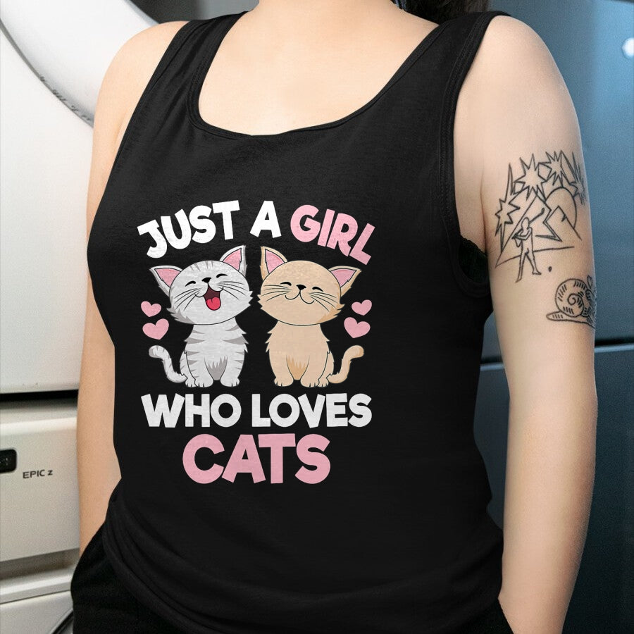 Cat Love Shirt, Funny Cat Lover Gift UnisexT-Shirt/Hoodie/Sweatshirt HLT00 - Just A Girl Who Loves Cats Cute Cat Lover Kitty Girls Kids T-Shirt