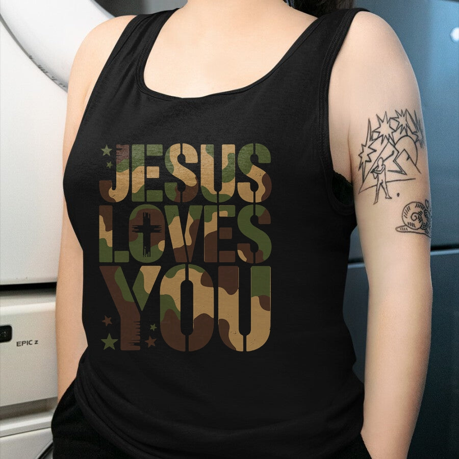 Best Thanksgiving Family Shirt , Funny Thanksgiving UnisexT-Shirt/Hoodie/Sweatshirt HLT00 - Camo Jesus Loves You Camouflage Christian Saying Religious T-Shirt