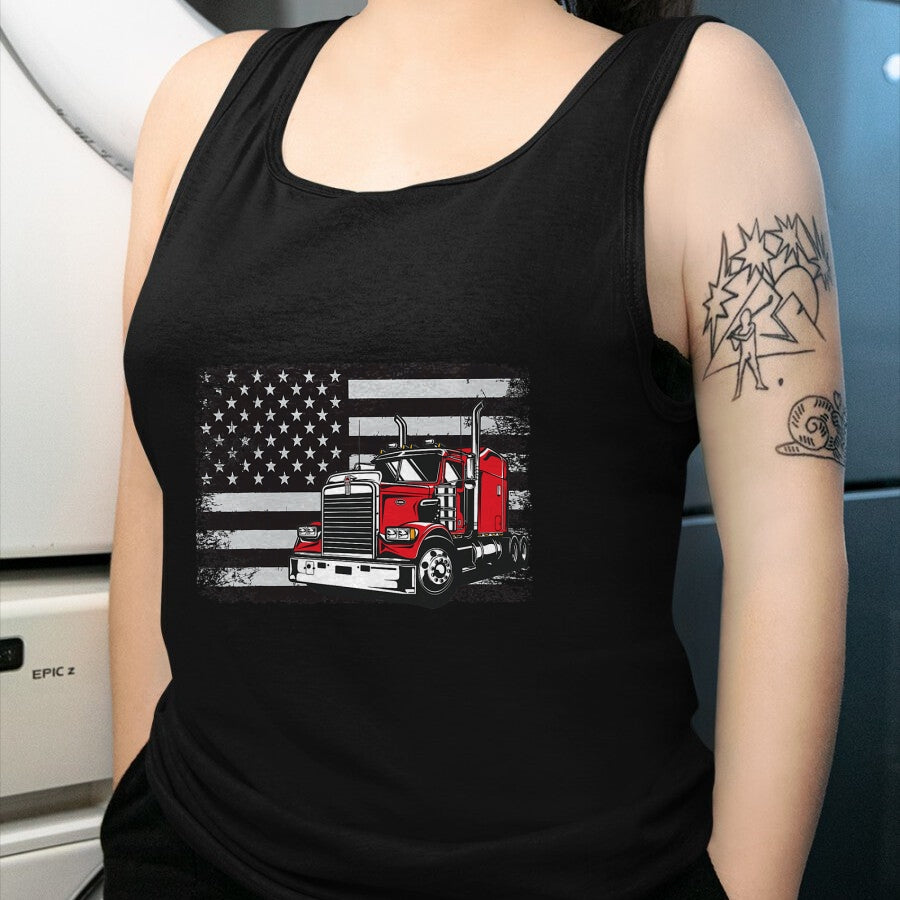 Best Truck Driver Life Shirt, Funny Trucker UnisexT-Shirt/Hoodie/Sweatshirt HLT00 - US American Flag Semi Truck Driver T-Shirt (3)