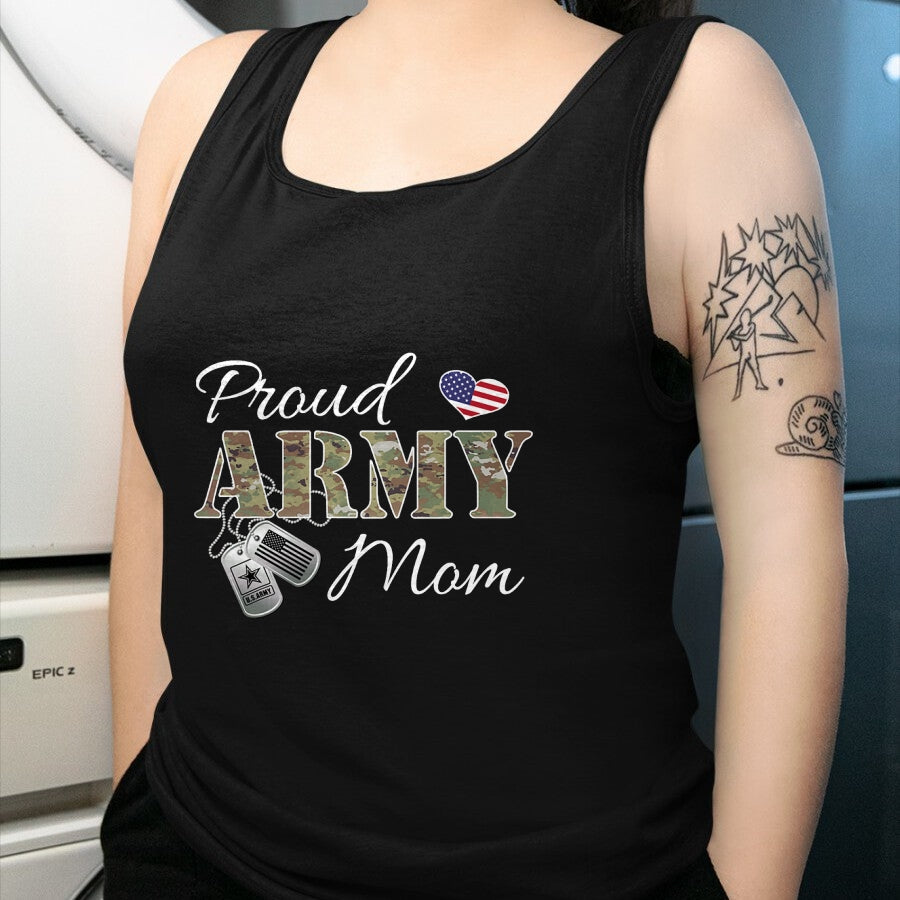Dog Love Shirt, Dog Lover Gift T-Shirt/Hoodie/Sweatshirt HLT00 - Pride Military Mom with Dog Tag US Flag T-Shirt