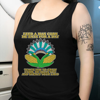 Native American T-Shirts, Vintage Native American Unisex T-Shirt/Hoodie/Sweatshirt HLT00 - Corn Thanksgiving Dark History Native American