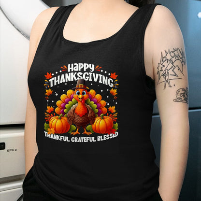 Best Thanksgiving Family Shirt , Funny Thanksgiving UnisexT-Shirt/Hoodie/Sweatshirt HLT00 - Thankful Grateful Blessed Turkey, Happy Thanksgiving T-Shirt, Men, Black, 3X-Large