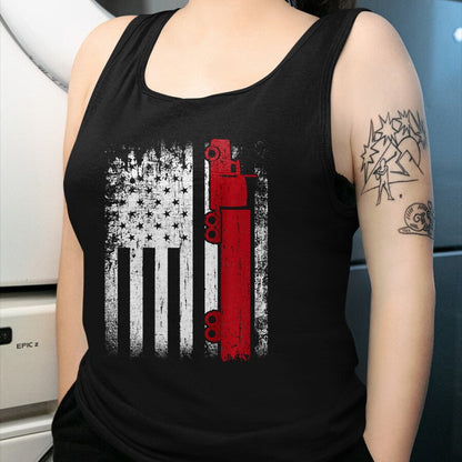 Best Truck Driver Life Shirt, Funny Trucker UnisexT-Shirt/Hoodie/Sweatshirt HLT00 - Distressed American Flag Truck Driver Design On Back T-Shirt