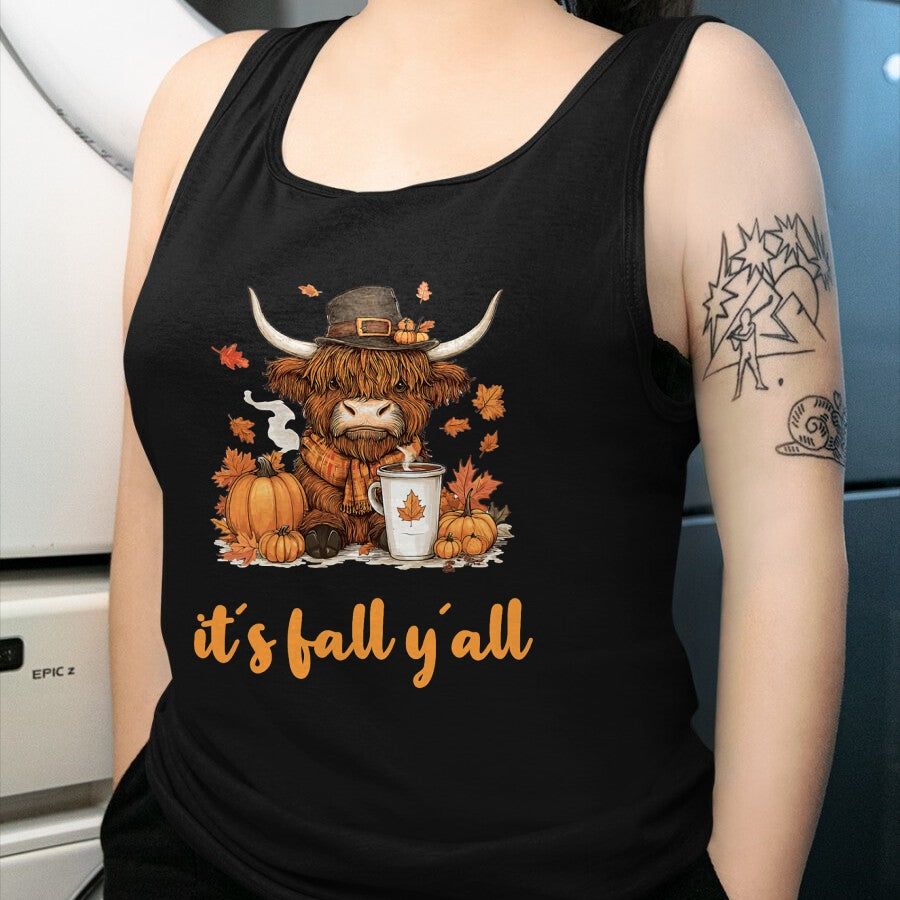 Best Thanksgiving Family Shirt , Funny Thanksgiving UnisexT-Shirt/Hoodie/Sweatshirt HLT00 - Scottish Highland Cow Fall Thanksgiving it´s Fall yáll T-Shirt