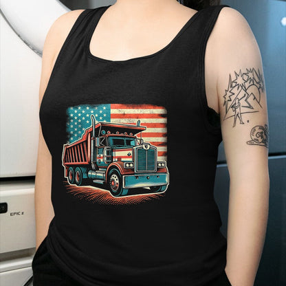 Best Truck Driver Life Shirt, Funny Trucker UnisexT-Shirt/Hoodie/Sweatshirt HLT00 - Dump Truck Driver American Flag Trucker Vintage Men Women T-Shirt