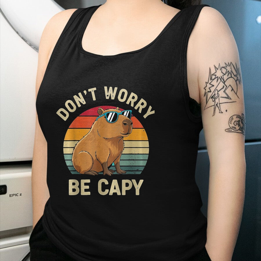 Cute Capybara Shirt, Funny Capybara Unisex T-Shirt/Hoodie/Sweatshirt HLT00 - Dont Worry Be Capy Capybara T-Shirt, Women, Purple, X-Small