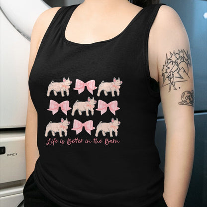 Best Farmer Life Shirt, Funny Farmer UnisexT-Shirt/Hoodie/Sweatshirt HLT00 - Coquette Bow Show Pig Livestock Pig Breeder Stock Show Mom T-Shirt