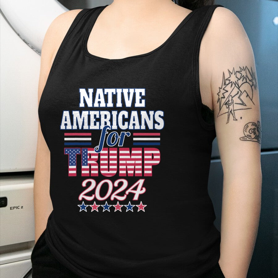Native American T-Shirts, Vintage Native American Unisex T-Shirt/Hoodie/Sweatshirt HLT00 - Native Americans For Trump 2024 Election Trump Supporter
