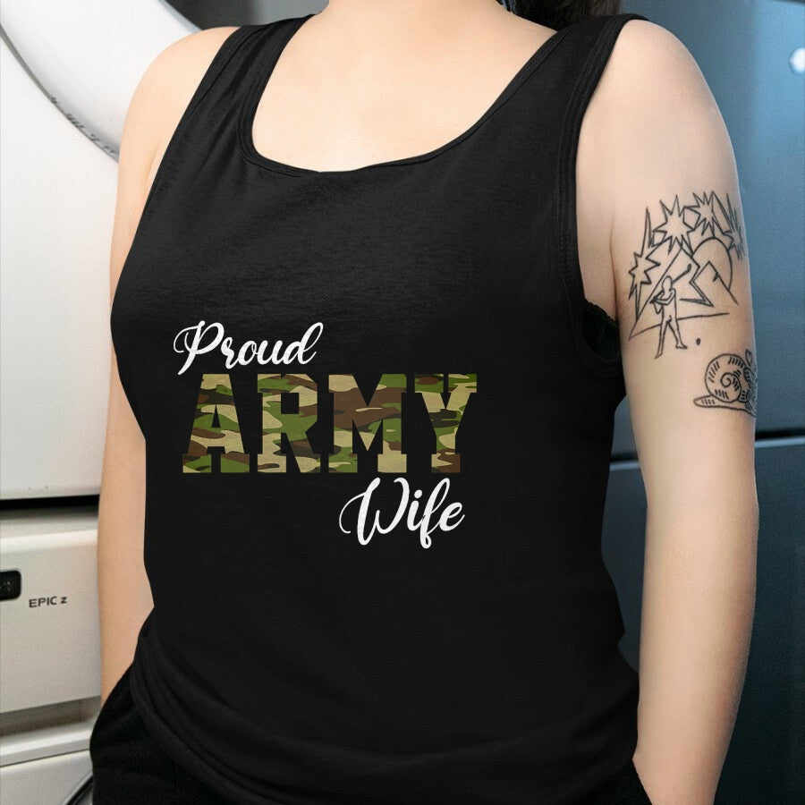 Best Wife Shirt, Wife and Husband Unisex T-Shirt/Hoodie/Sweatshirt HLT00 - Gift for wife T shirt, lucky wife   Proud Army Wife For Military Wife Of A Brave US Soldier T-Shirt