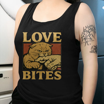 Cat Love Shirt, Funny Cat Lover Gift UnisexT-Shirt/Hoodie/Sweatshirt HLT00 - Love Bites Angry Cat T-Shirt