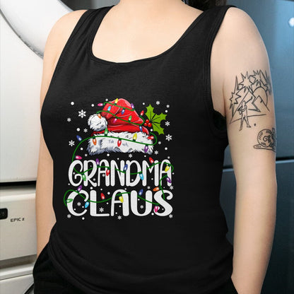 Best Grandma Shirt, Proud Grandma Unisex T-Shirt/Hoodie/Sweatshirt HLT00 - Grandma Claus Christmas Lights Pajama Family Matching Long Sleeve T-Shirt