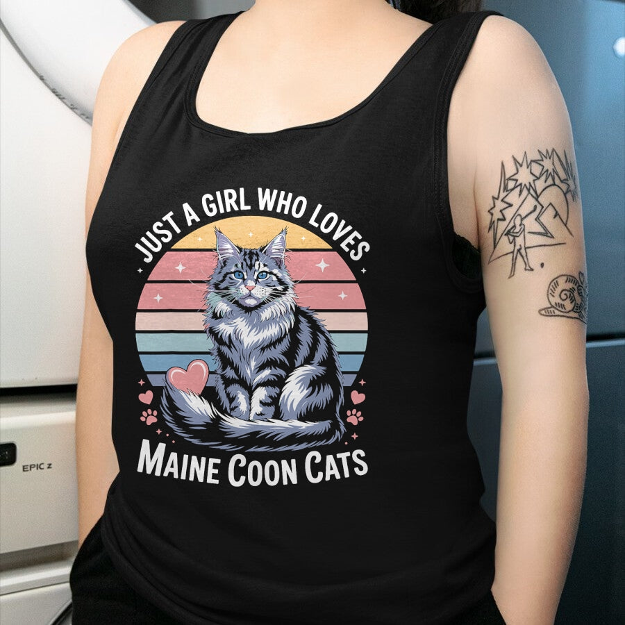 Cat Love Shirt, Funny Cat Lover Gift UnisexT-Shirt/Hoodie/Sweatshirt HLT00 - Just a Girl who Loves Maine Coon Cats T-Shirt