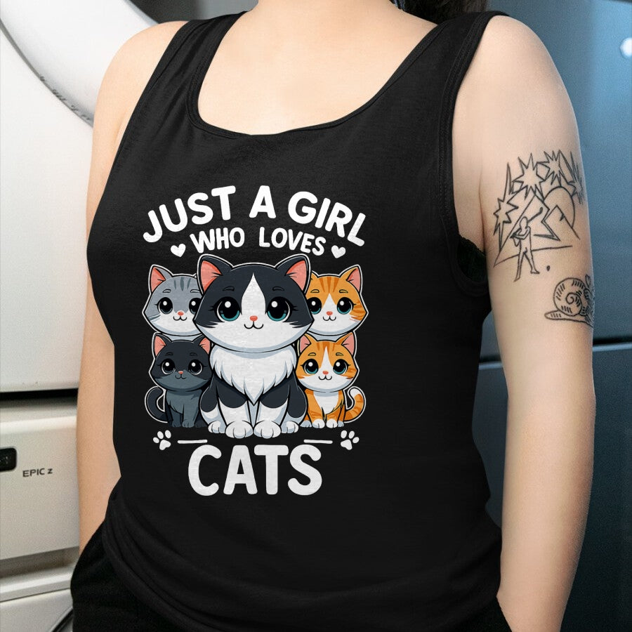 Cat Love Shirt, Funny Cat Lover Gift UnisexT-Shirt/Hoodie/Sweatshirt HLT00 - Just A Girl Who Loves Cats T-Shirt