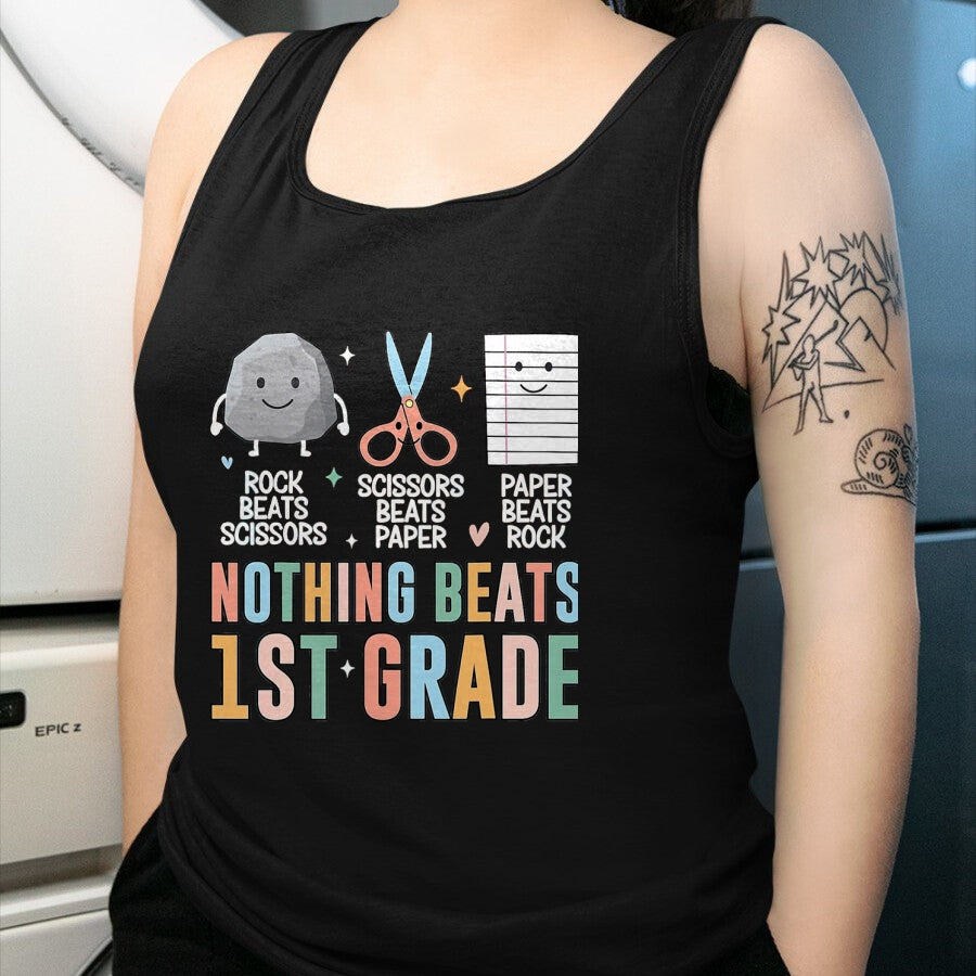Best Student Shirt, Funny Back To School UnisexT-Shirt/Hoodie/Sweatshirt HLT00 - Nothing Beats 1st Grade Funny Back to School Kids Teachers T-Shirt, Men, Black, 3X-Large