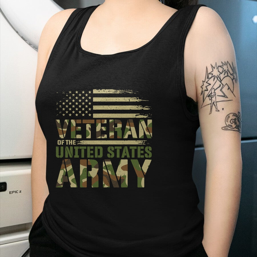 Proud Veteran Shirt, Funny Veteran UnisexT-Shirt/Hoodie/Sweatshirt HLT00 - Veteran of The United States Army Patriotic Camo Military T-Shirt