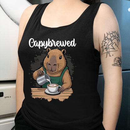 Cute Capybara Shirt, Funny Capybara Unisex T-Shirt/Hoodie/Sweatshirt HLT00 - Capybrewed Funny Capybara Barista Coffee Lover T-Shirt