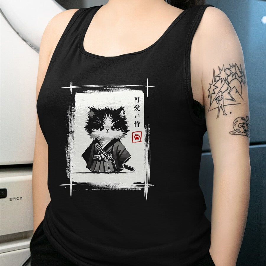 Cat Love Shirt, Funny Cat Lover Gift UnisexT-Shirt/Hoodie/Sweatshirt HLT00 - Samurai Cat Japanese Art Sumi-e Novelty Kawaii Funny Cat T-Shirt, Men, Black, Large